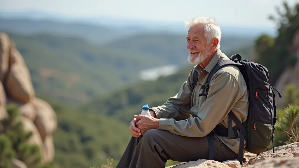 Hikers sitting on a rocky outcrop with scenic view, taking a proper rest break