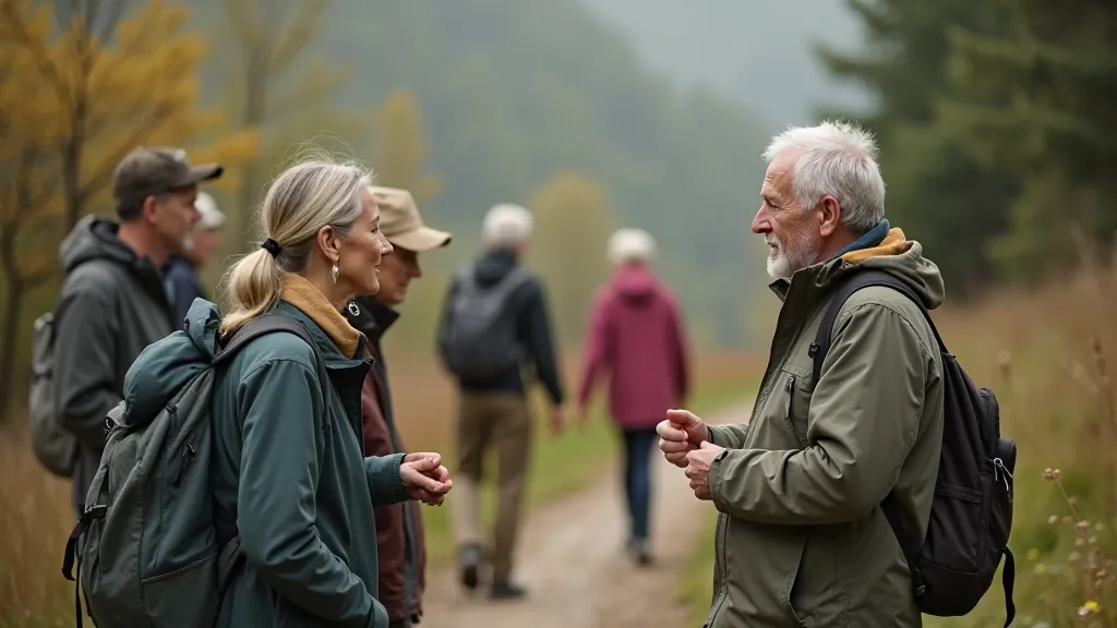 Experienced guide pointing out geological features