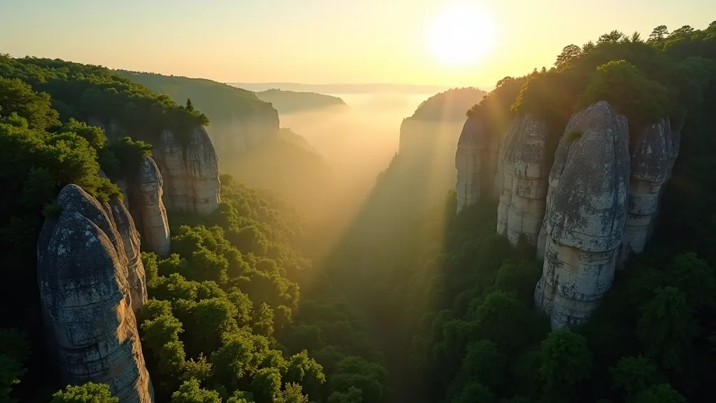 Mountain vista with sandstone formations